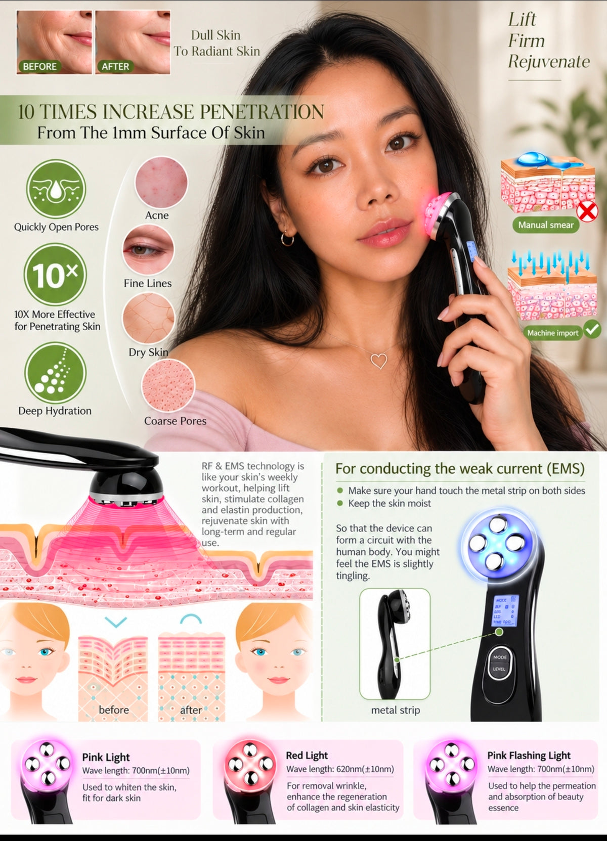FRESHKA PHOTON LED + EMS Facial Beauty Device