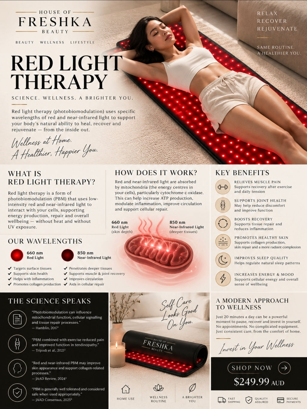 Freshka Lumière™ Full-Body Red Light Therapy Mat