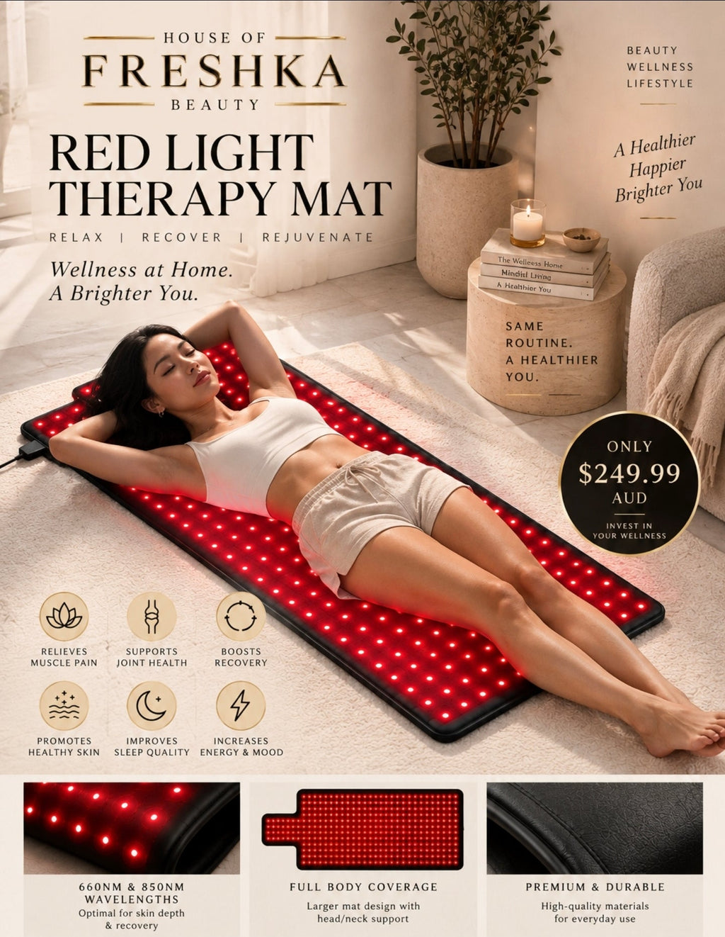 Freshka Lumière™ Full-Body Red Light Therapy Mat